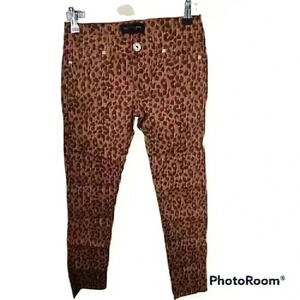 7085 Mechanics jeans by zenana rust orange cheetah skinny jeans size small